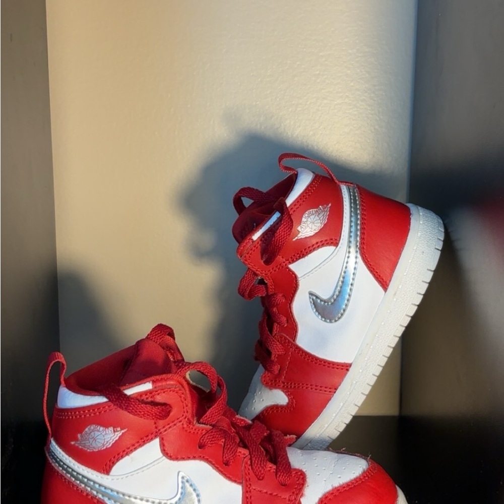 Kids Red and White Nike Sneakers